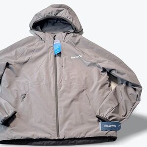 Nautica Hooded Windbreaker Jacket Lightweight Packable Mens Large Stretch New